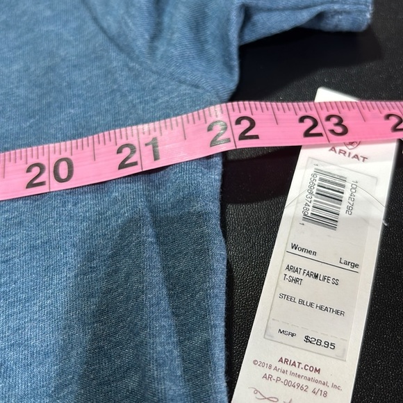 Ariat Farm Life Chick, extended back hem line,crewneck, logo, short sleeve T - Picture 6 of 8